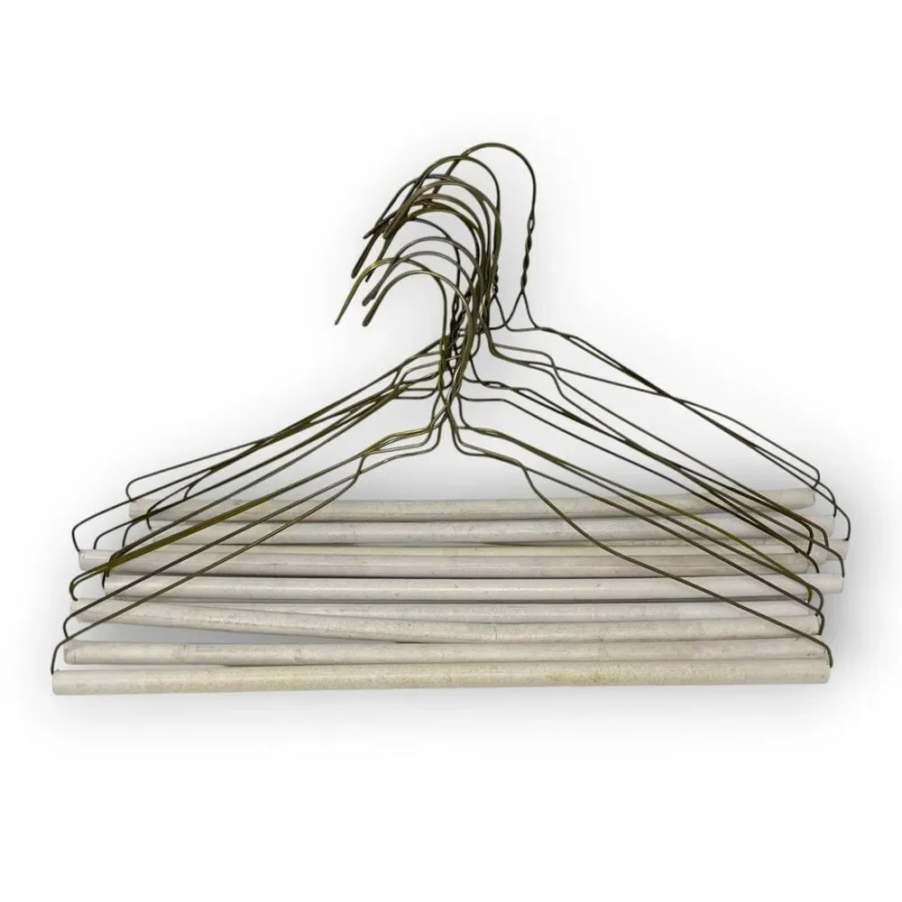 12 Vintage Wire Metal Clothes Clothing Hangers Dresses Shirts MCM Cardboard Rod